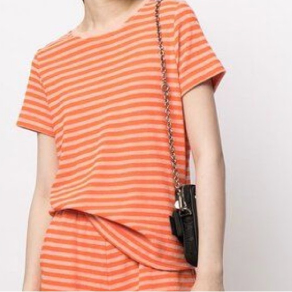 The Upside Terry Striped Orange Women's Top Small